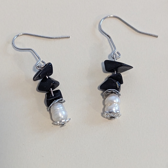 Vintage Baroque Pearl Blue Goldstone & Murano Glass Pendant Necklace & Earrings - Picture 8 of 9